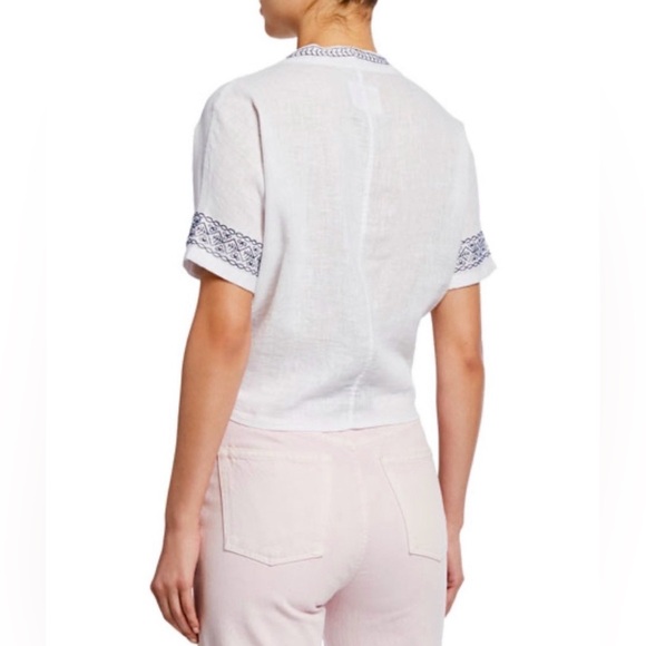 RAILS “Thea Embroidered Tie-Front Top” White w/ Blue Floral Embroidery *NWOT!🎁* - Picture 6 of 6
